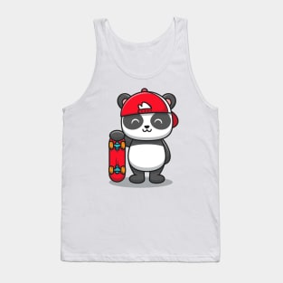 Cute Panda With Skateboard Tank Top
